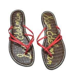 Sam Edelman Gerianne Leather Thong Sandals Brown Red Strappy Size 7.5M